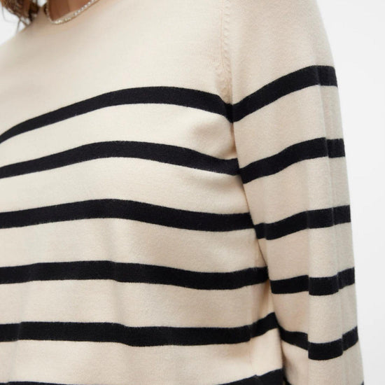 Vero Moda Maglione Donna Saba Bianco Panna A Righe Nere 10309324 Birch BLACK VERO MODA 