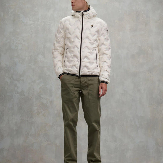 Blauer Piumino Uomo Piery Bianco neve con interno beige BLUC03233 7308 102 BLAUER 