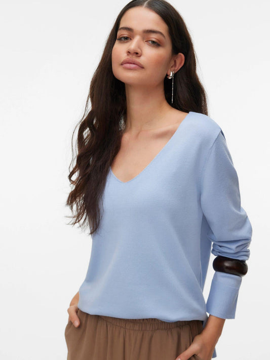 Vero Moda Women's Brunnera Blue VMSilje Knit Top