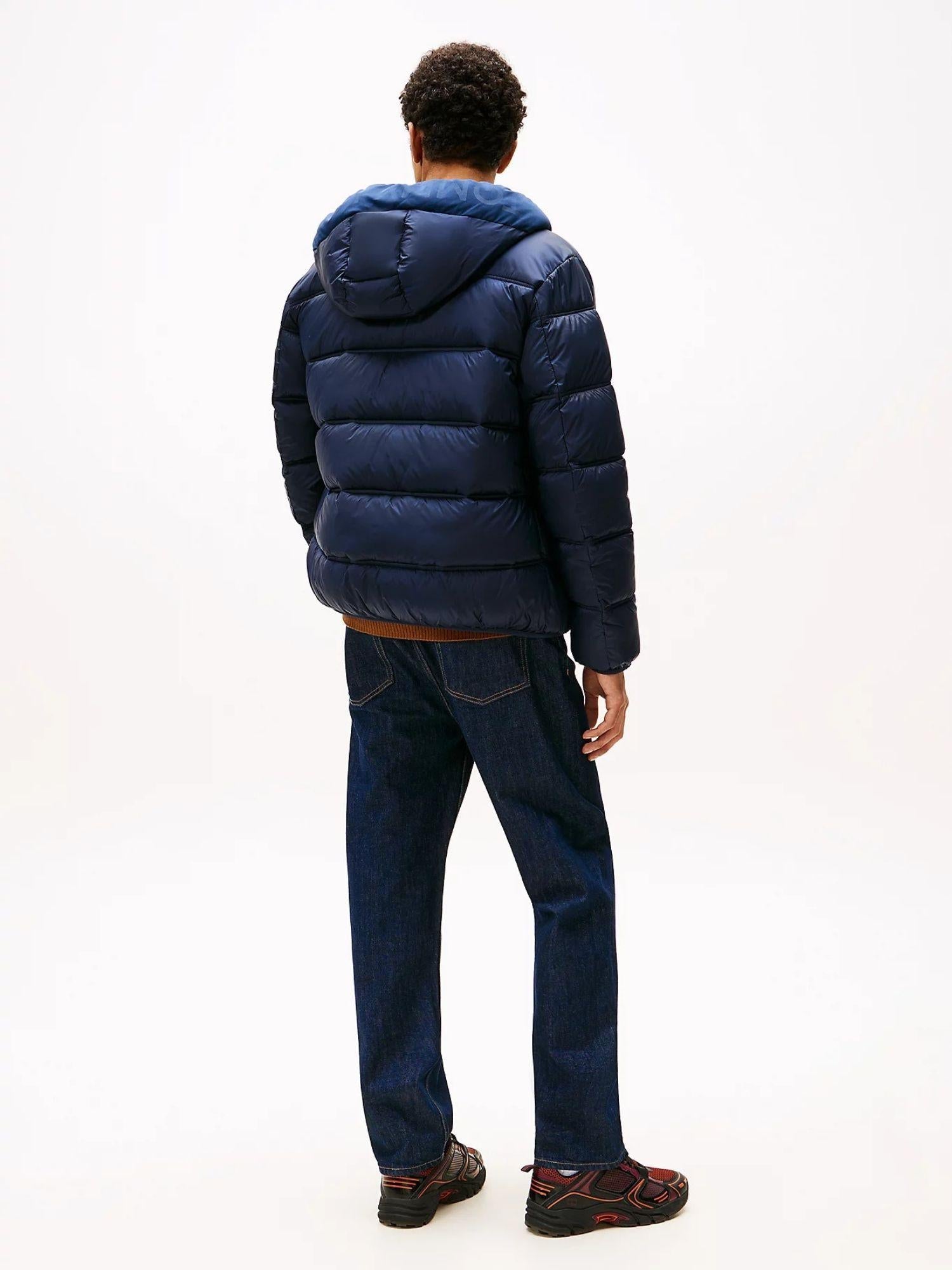Tommy Hilfiger Giubbino Imbottito con Cappuccio e Logo Uomo Dark Night Navy DM0DM22044 C1G TOMMY HILFIGER 