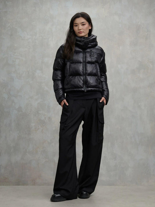 Blauer Giacca Invernale Donna Gloria Nera con Interno Beige