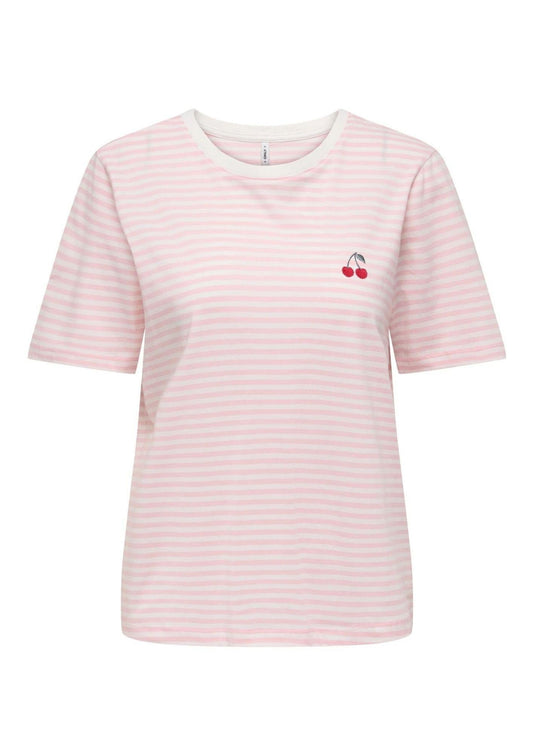 Only Women's Happy T-Shirt White and Pink