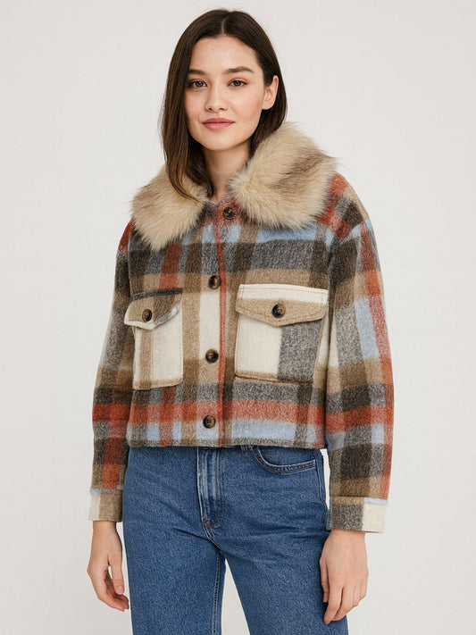 Michela Tasca - Giubbino Donna a Quadri Panna