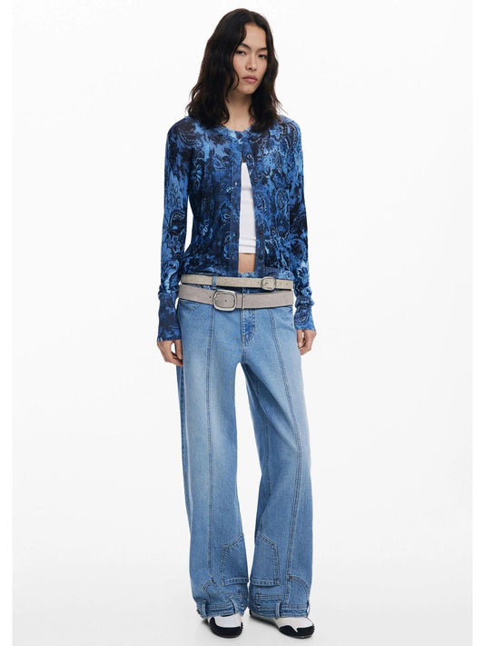 Cardigan con bottoni brillante Donna Blu