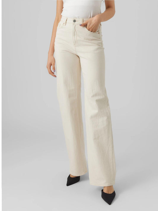 Vero Moda Women's Wide Fit Jeans Ecru VMTessa