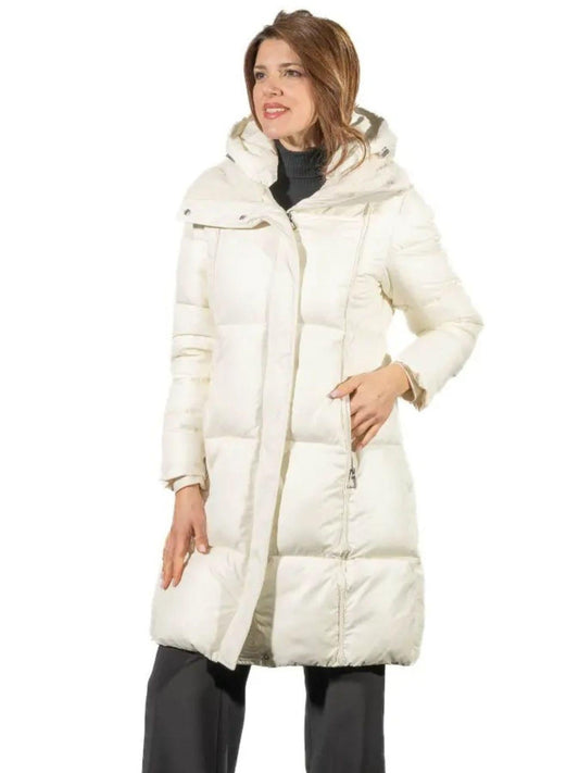 Satinette Giacca Invernale Lunga Donna Bianco Gesso