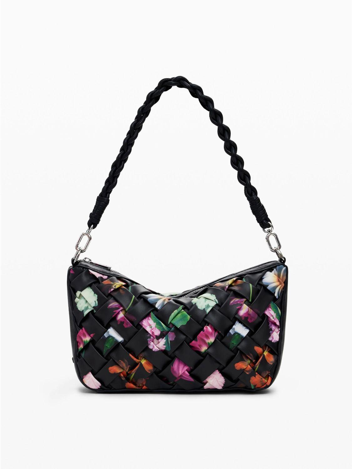 Desigual Borsa intrecciata piccola con fiori Donna Nero 25SAXPBQ 2000 DESIGUAL 