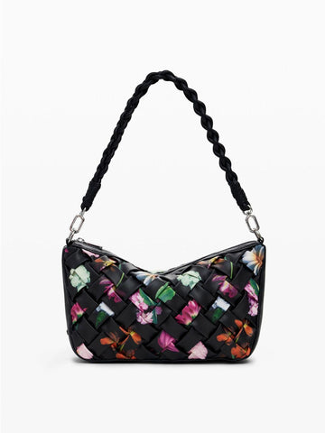 Desigual Borsa intrecciata piccola con fiori Donna Nero 25SAXPBQ 2000 DESIGUAL 