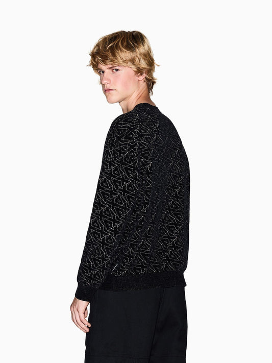 Armani Exchange Men's Crew Neck Sweater with Allover Logo Black