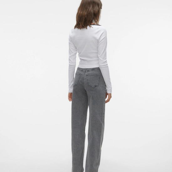 Vero Moda Jeans Donna VMTESSA a Vita Alta Wide Fit Medium Grey Denim 10287304 Medium Grey Denim VERO MODA 