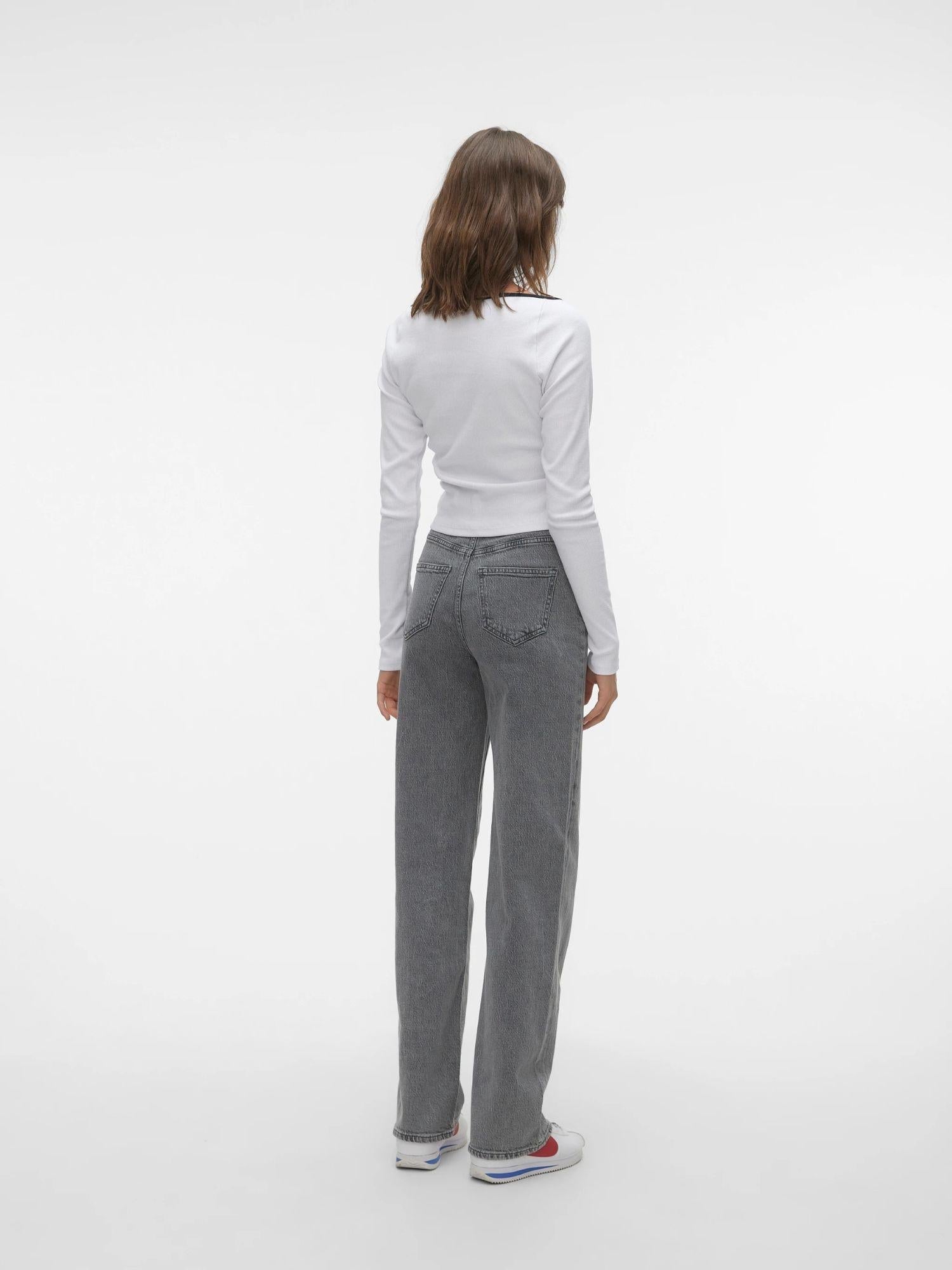 Vero Moda Jeans Donna VMTESSA a Vita Alta Wide Fit Medium Grey Denim 10287304 Medium Grey Denim VERO MODA 