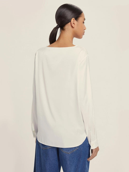 Emme Marella Blusa in raso stretch Donna Madera  Bianco