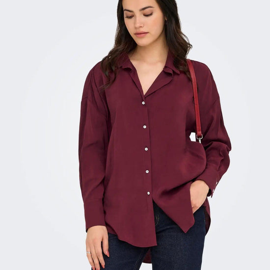 Only ONLZAZIMA Camicia Donna Burgundy 15272523 Burgundy ONLY 