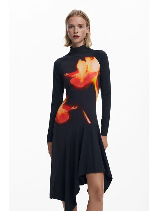 Abito aderente asimmetrico Donna Nero