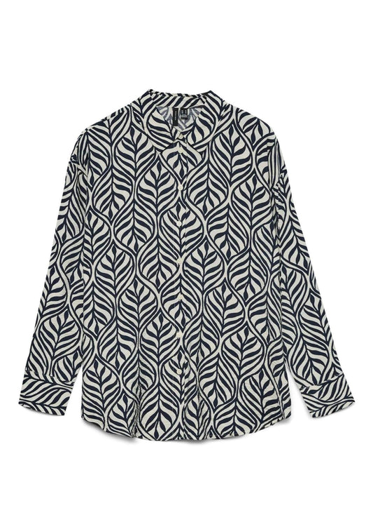 Vero Moda - Women's Josie Birch Grey and Blue Bonnie Print Shirt