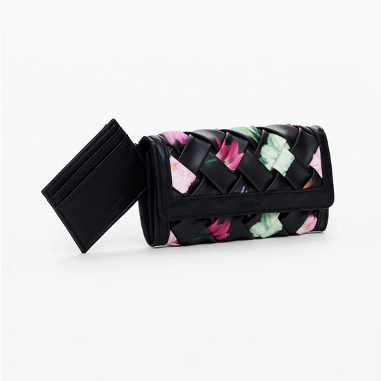 Desigual Grande portamonete intrecciato con fiori Donna Nero 25SAYP14 2000 DESIGUAL 