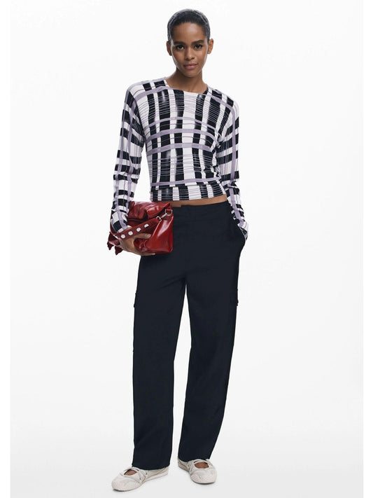 Pullover a righe mikado Donna Bianco