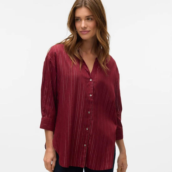 Vero Moda VMOLLA Camicia 3/4 Donna Syrah Silver lurex 10329382 Syrah VERO MODA 