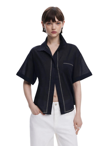 Camicia a maniche corte Donna Nero