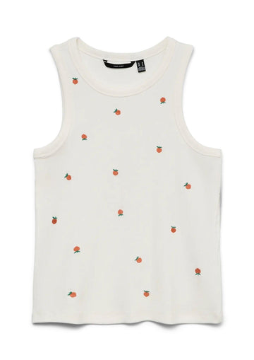 Vero Moda - Canotta Donna Naja Bianca con Stampa Peach