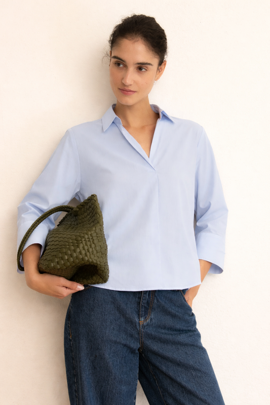 Emme Marella - Women's Blue Adorned Blouse