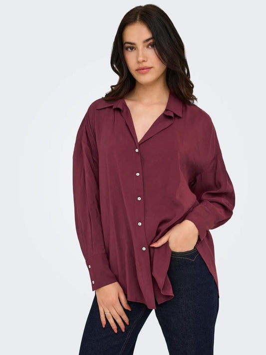Only ONLZAZIMA Women's Burgundy Shirt