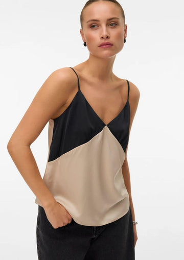 Vero Moda - Top Donna Joi Nero e Grigio Cemento