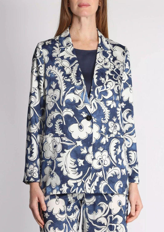 Emme Marella Giacca Donna Improbi Blu Fiore