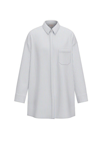 Emme Marella - Camicia Donna  Bianca Righe Azzurre