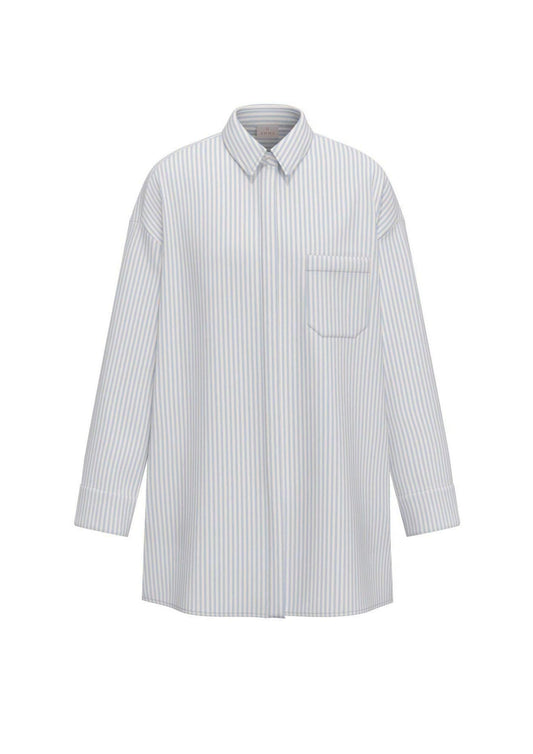 Emme Marella - Women's White and Blue Striped Shirt