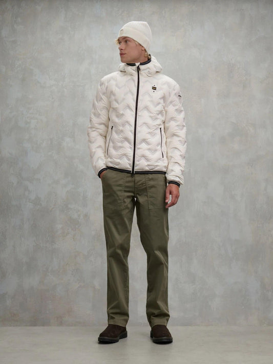 Blauer Piumino ad angoli Piery Uomo Bianco neve interno beige