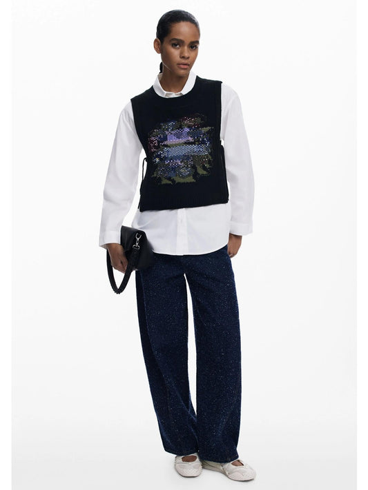 Desigual Camicia 2in1 fiori Donna Bianco
