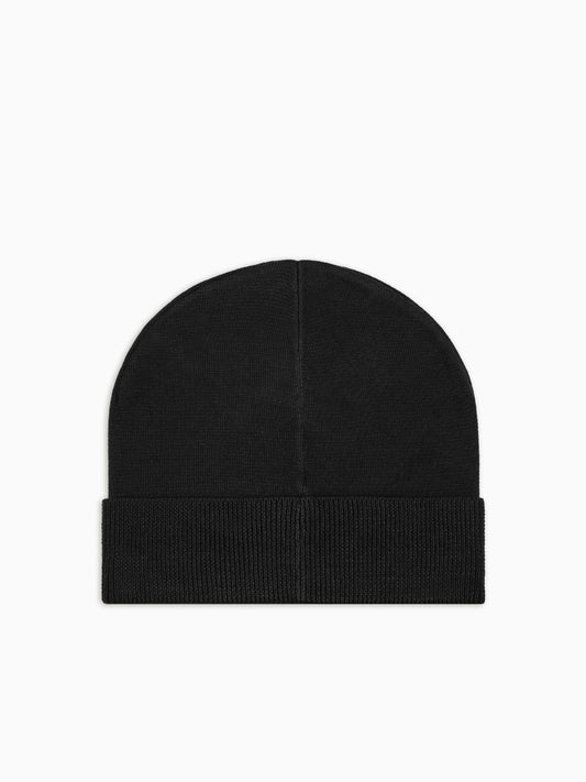 EA7 Emporio Armani Beanie Visibility con maxi logo EA7 Nero Logo Bianco