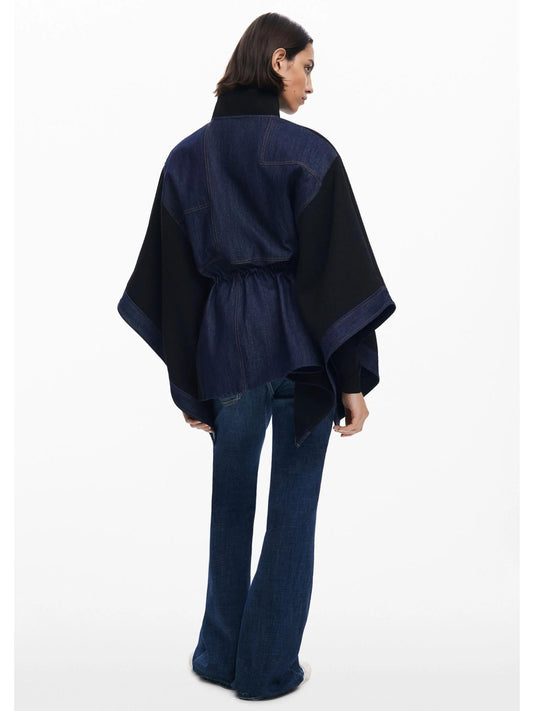 Desigual Poncho in denim combinato Donna Nero
