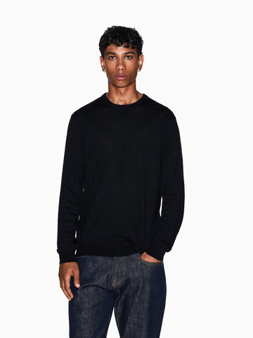 Armani Exchange Maglione girocollo in lana vergine Uomo Nero