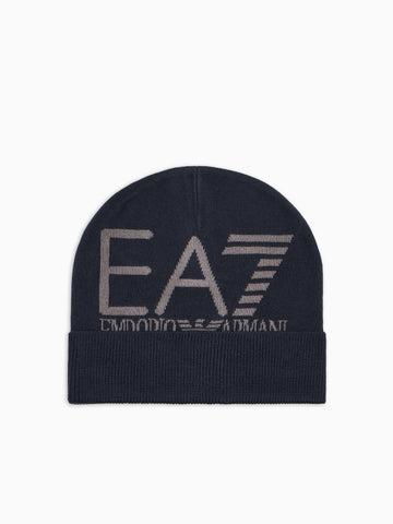 EA7 Emporio Armani Beanie Visibility con maxi logo EA7 Blu