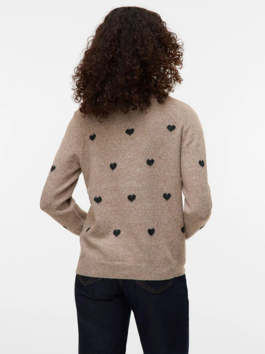 Vero Moda Pullover Donna Doffy Beige e Nero