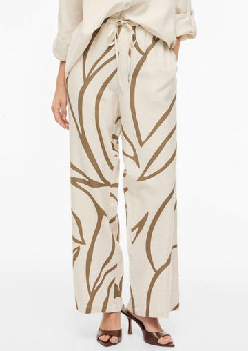 Vila - Pantalone Donna Prisilla Ecrù e Marrone