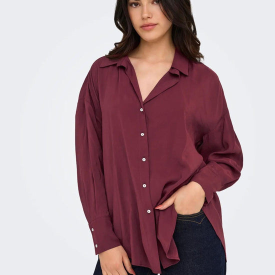 Only ONLZAZIMA Camicia Donna Burgundy 15272523 Burgundy ONLY 