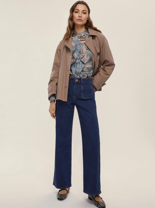 Emme Marella Women's Palm Blue Patch Pocket Jeans