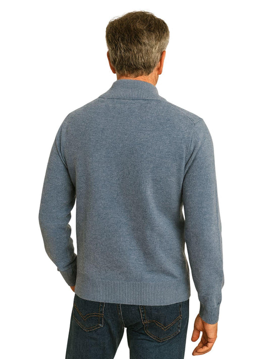 MClassics Men's Mock Neck Sweater in Air Force Blue