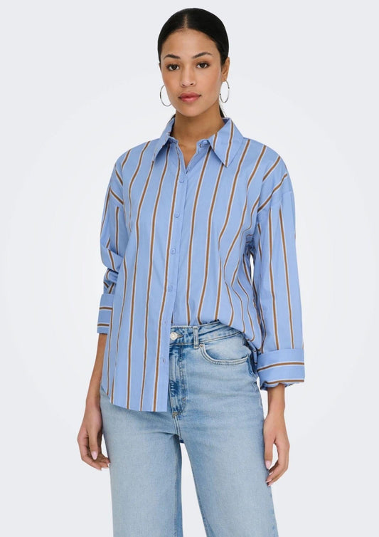 Jacqueline De Yong - Camicia Donna Serena Blu a Righe