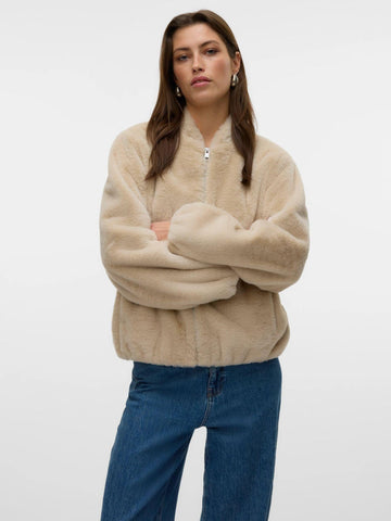 Vero Moda Women's Sonjaliga Winter Jacket in Grey Oatmeal