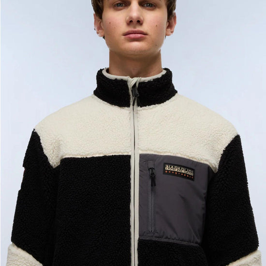 Napapijri Felpa in Pile con Zip Uomo Yupik Multicolour NP0A4GNT MCB NAPAPIJRI 