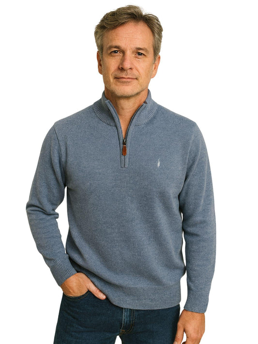 MClassics Men's Mock Neck Sweater in Air Force Blue