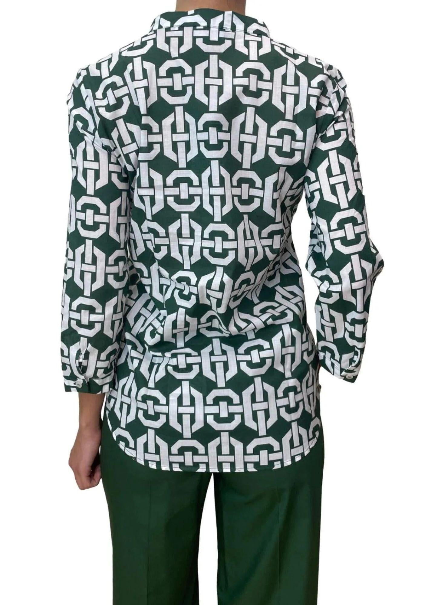 Emme Marella Camicia Donna Accolto Verde Fantasia Geometrica 2515111132200 001 EMME MARELLA 