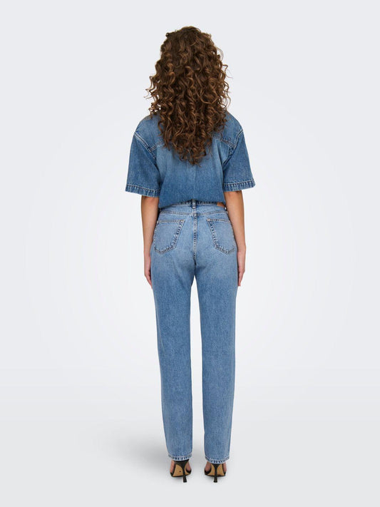 Jeans Wide Fit Donna Light Medium Blue Denim
