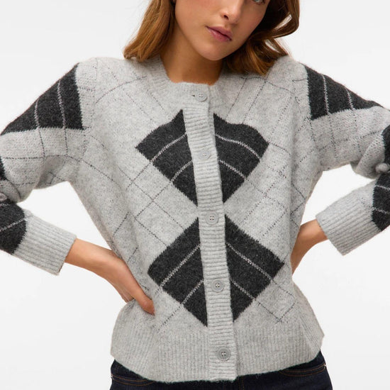 Vero Moda Cardigan Donna Dae Grigio Chiaro Dettaglia Grigio scuro 10334877 W. DGM + SILVER LUREX VERO MODA 