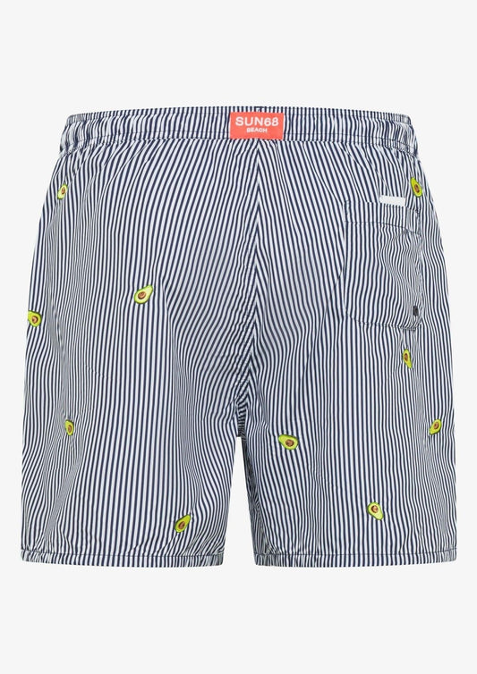 Sun68 Men's Swim Trunks Navy Blue and White