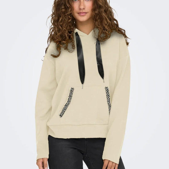 Felpa Donna Only Onlfancy Beige 15303838 Birch Pearls on pocket ONLY 